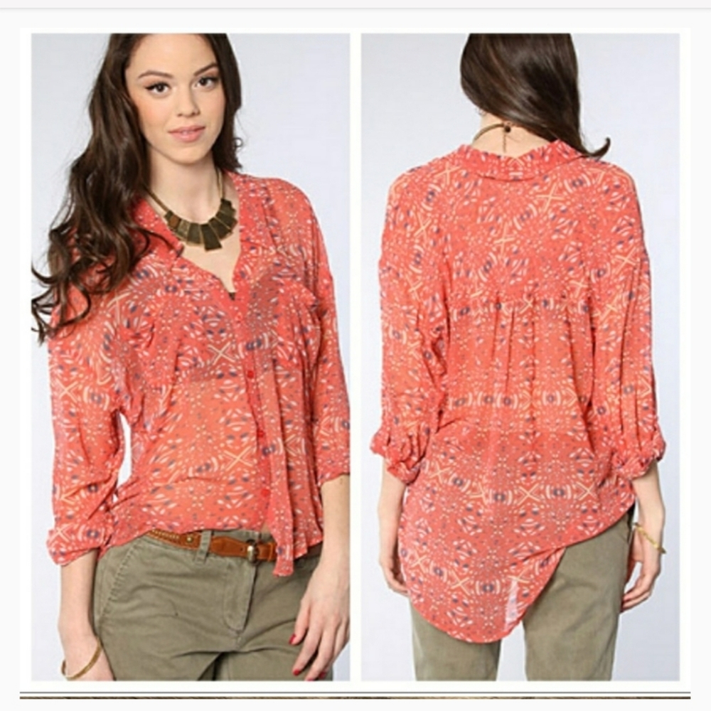 Free People Geo Print Easy Rider Button Down - Picture 6 of 8